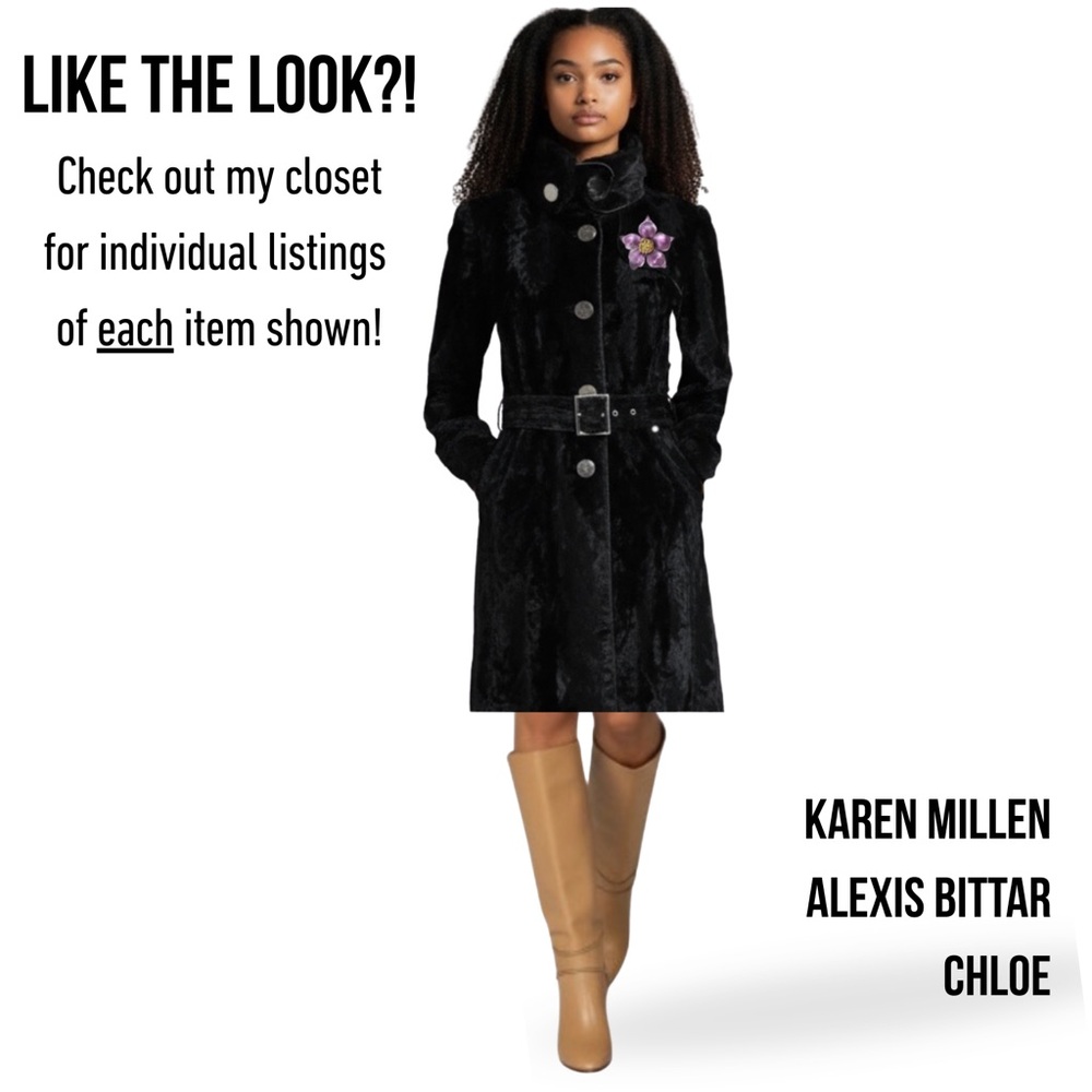 KAREN MILLEN Rare Signature Ponyskin Tailored Buckle Trench Coat - Picture 4 of 16